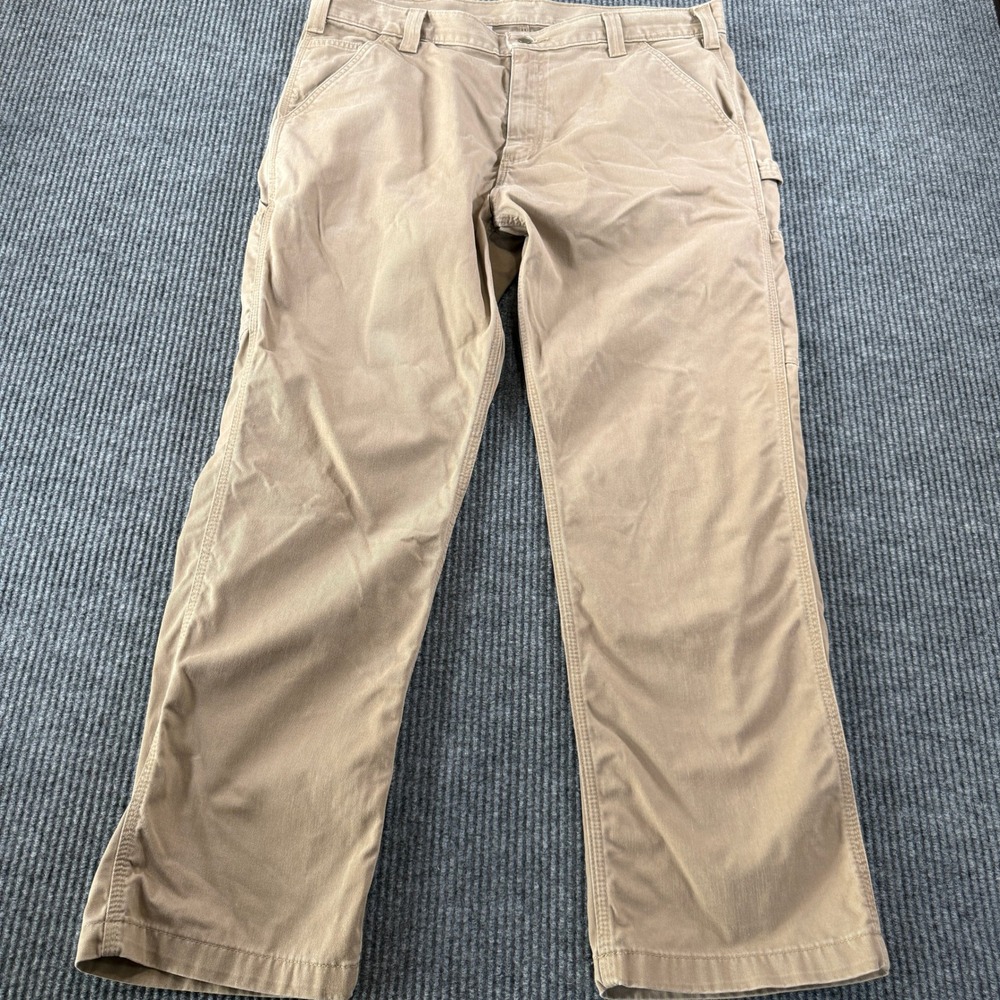 Carhartt Washed Twill Dungaree Work Pants Men‎ 38x30  Khaki Tan Relaxed B324-DKH